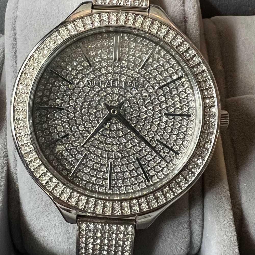 Michael Kors Silver Crystal-Embellished Watch